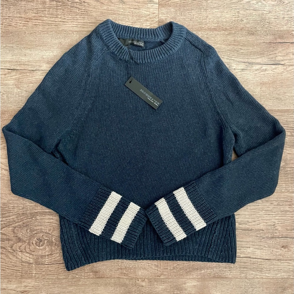 NWT 360 SWEATER Navy Pullover Italian Yarn Sweater Size XS
